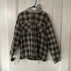 Flannel zip up hoodie. Medium